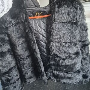 Elegant Black Faux Fur Jacket